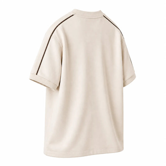 Twice Upon A Clothesline Men's Premium Crew Neck T-Shirt Beige Regular Fit Short Sleeve Medium (M)
