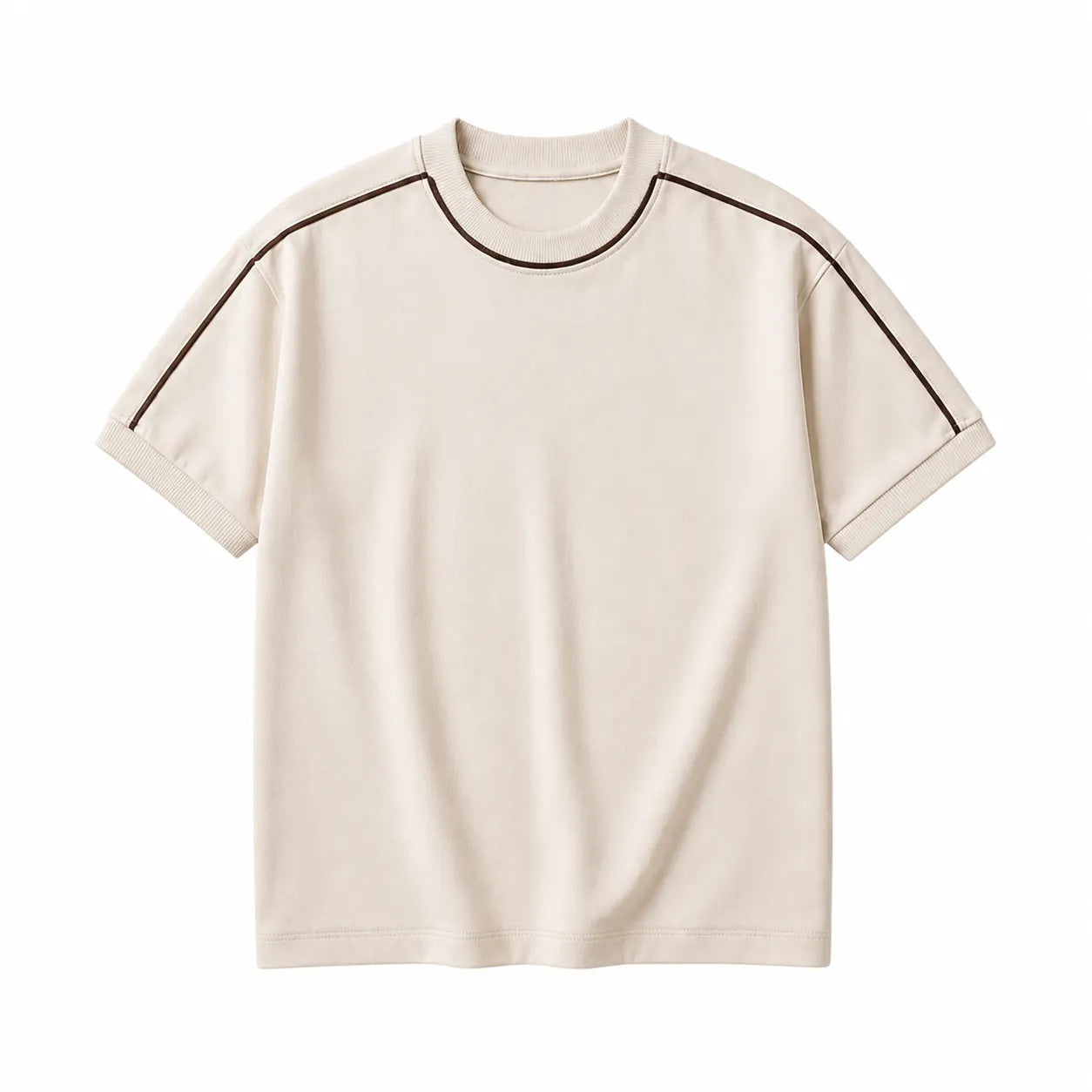 Twice Upon A Clothesline Men's Premium Crew Neck T-Shirt Beige Regular Fit Short Sleeve Medium (M)