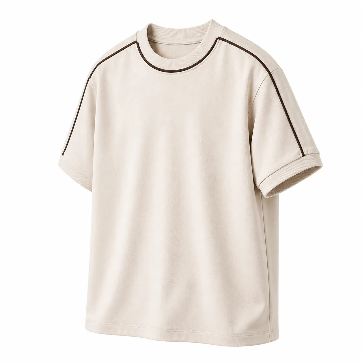 Twice Upon A Clothesline Men's Premium Crew Neck T-Shirt Beige Regular Fit Short Sleeve Medium (M)