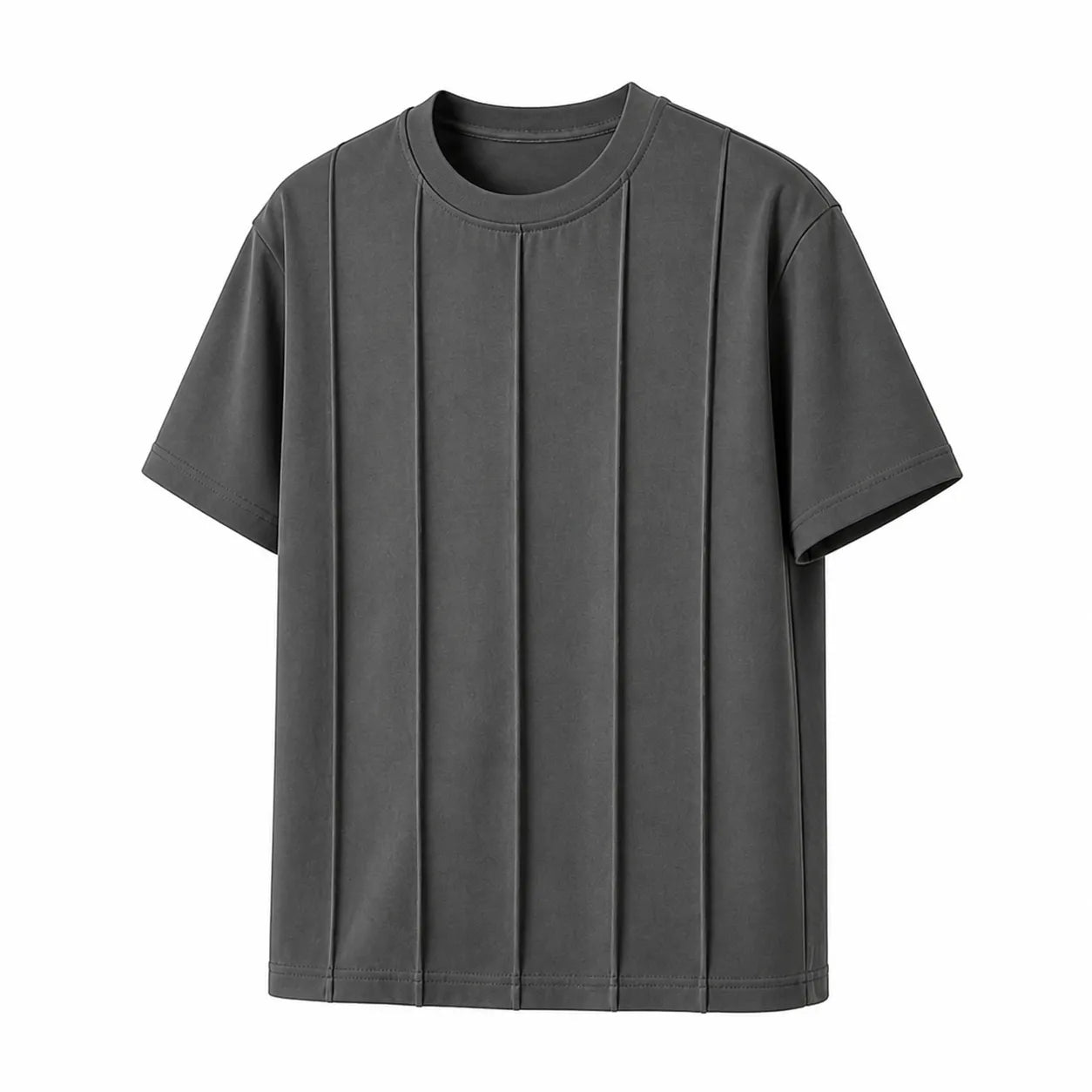 Twice Upon A Clothesline Men's Vertical Textured Crew Neck T-Shirt Dark Grey Regular Fit Medium (M)